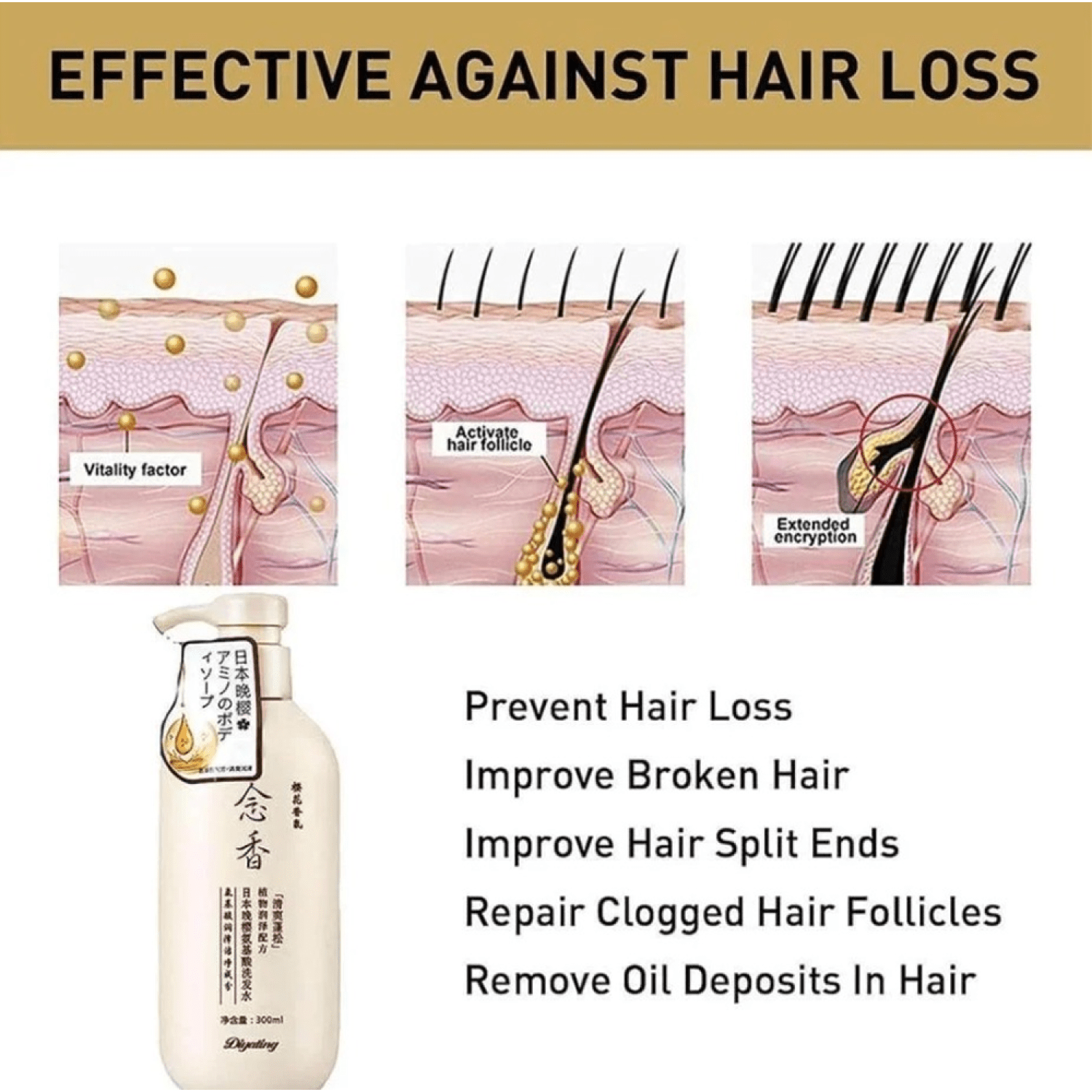 Sakura Japanese Shampoo for Hair Growth 300ml – Wholesale (12 pcs/carton)