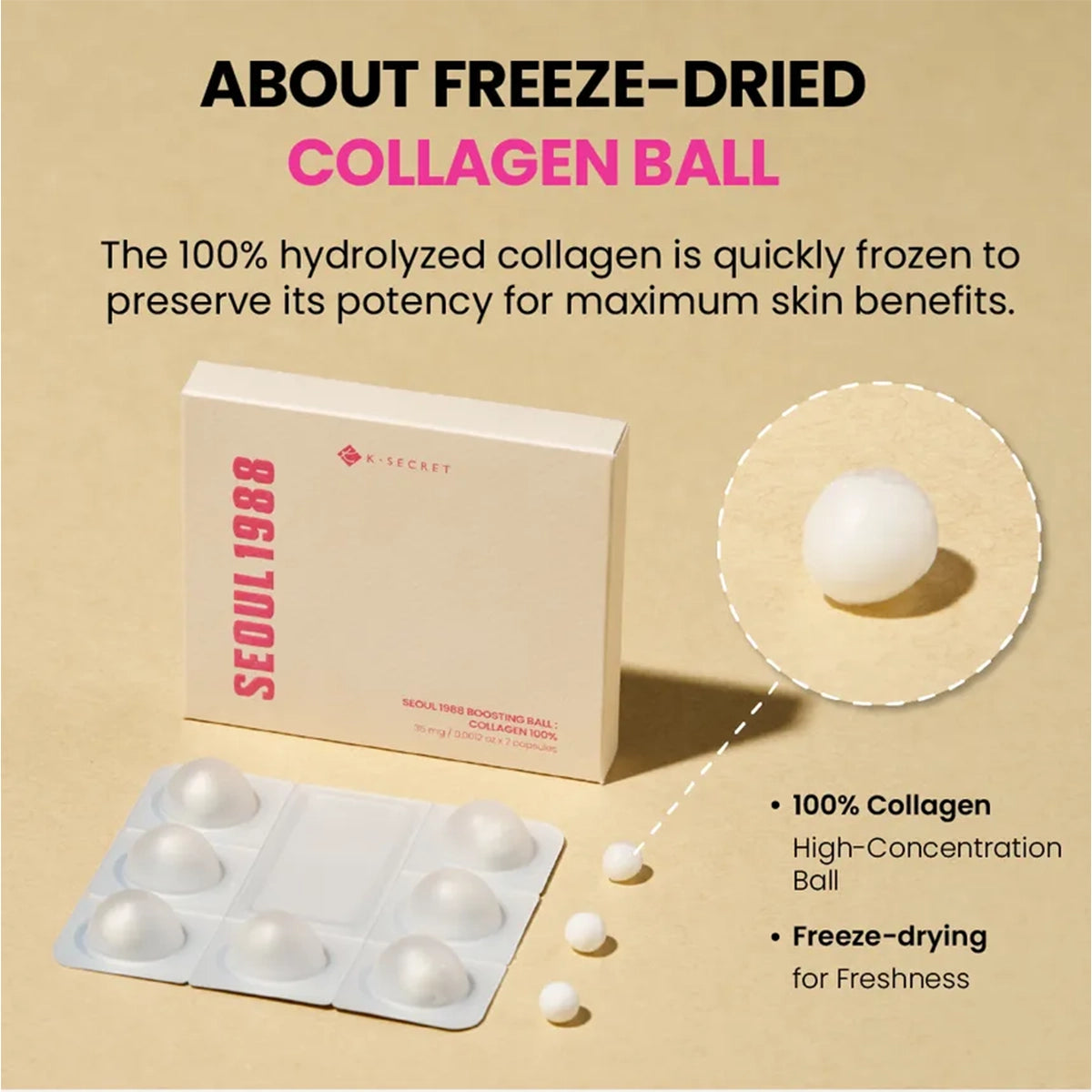 SEOUL 1998 Collagen Boosting Ball – 100% Pure Collagen 35mg – Wholesale (80 pcs/carton)